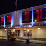 Greenford Hall exterior at night